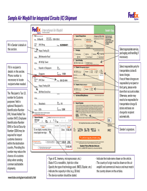 Sample Air Waybill for Integrated Circuits IC Shipment  Form