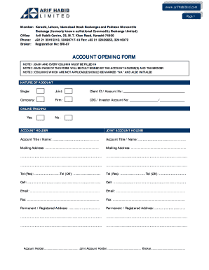 Arif Habib Account Opening  Form