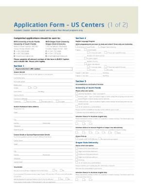 Application Process US Centers into  Form