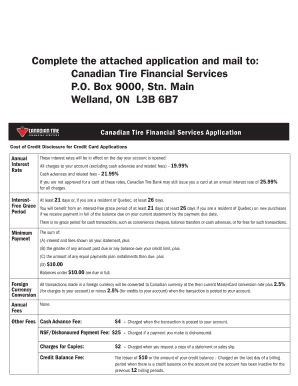 Canadian Tire Credit Card Application  Form