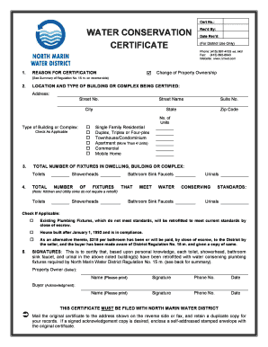 Water Efficiency Certificate Template  Form