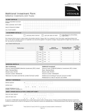 Unit Trust Additional Investment Form Stanlib