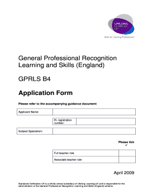 Application Form Standards Verification UK