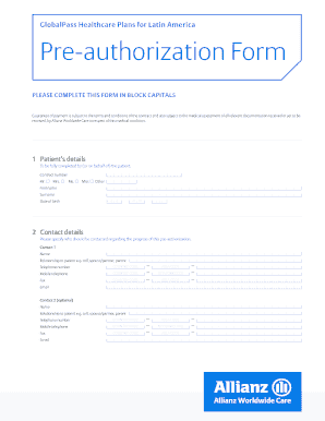 Allianz Pre Authorisation Form