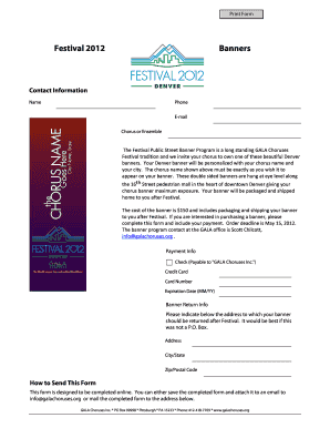 Conference Registration Form Gala Choruses