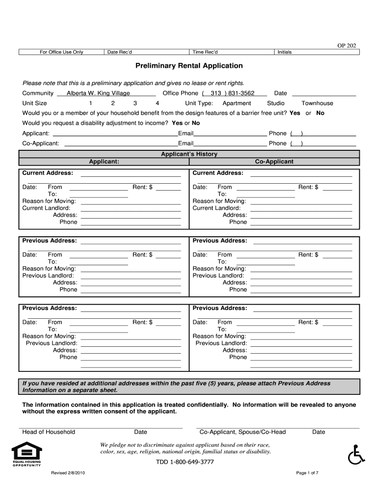  Rental Application Alberta  Form 2010