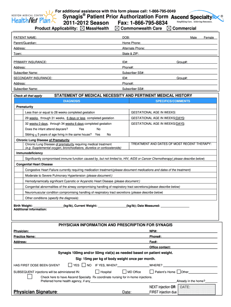  Patient Prior Authorization Form Season Fax 1 Bmchp