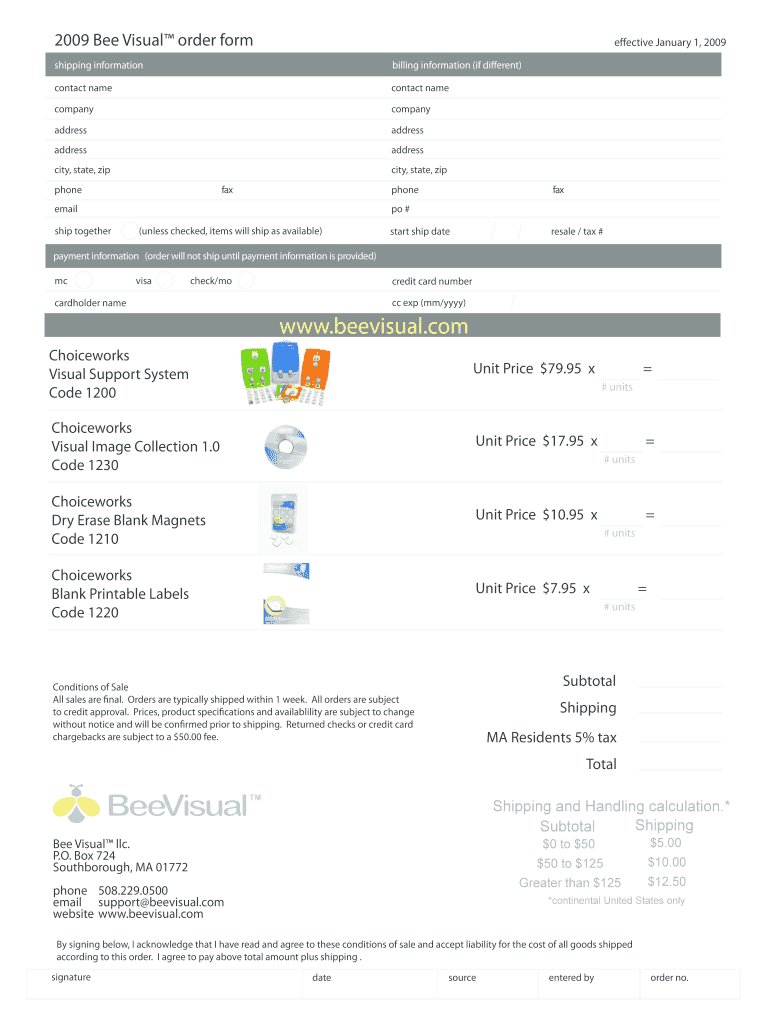 Download Order Form BeeVisual