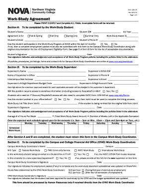 Work Study Employment Packet Checklist NOVA&#039;s  Form