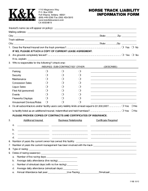 Horse Legal Liability Application K&amp;K Insurance  Form