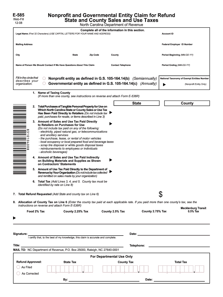 Get and Sign Ncdor Form E 585 Fillable 2020-2022