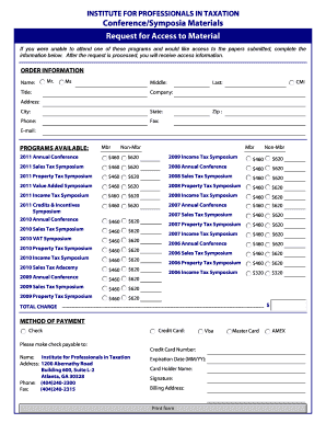 ConferenceSymposia Materials Request for Access to Material Ipt  Form