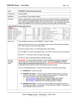 FWRVMST User Guide Western Washington University Wwu Form