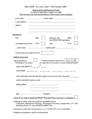 Registration Form Biology Department Biology4 Wustl