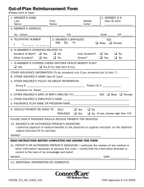  Medicare Reimbursement Form 2009-2024