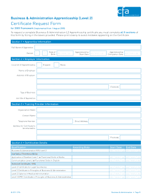 Business &amp; Administration Level 2 Skills CFA  Form