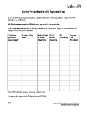  Npi Registration Anthem Bc Form 2018-2024