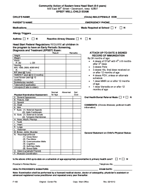 Well Chidl Exam  Form