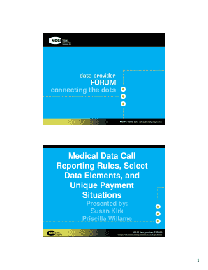 Medical Data Call Reporting Rules, Select Data Elements and Data  Form