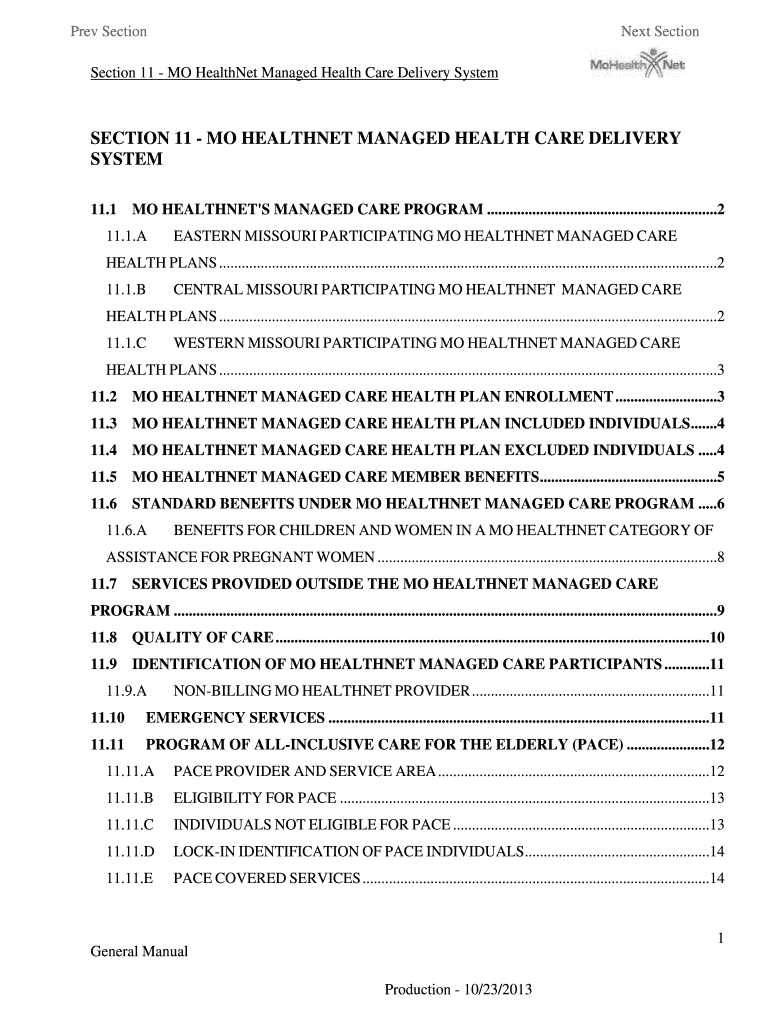 General Section 11 Provider MO HealthNet Manuals  Form