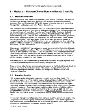 11 Medicaid NorthernChoice Northern Nevada Check Up  Form