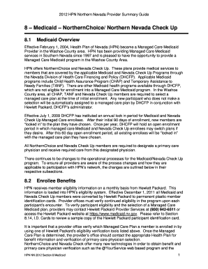 8 Medicaid NorthernChoice Northern Health Plan of Nevada  Form