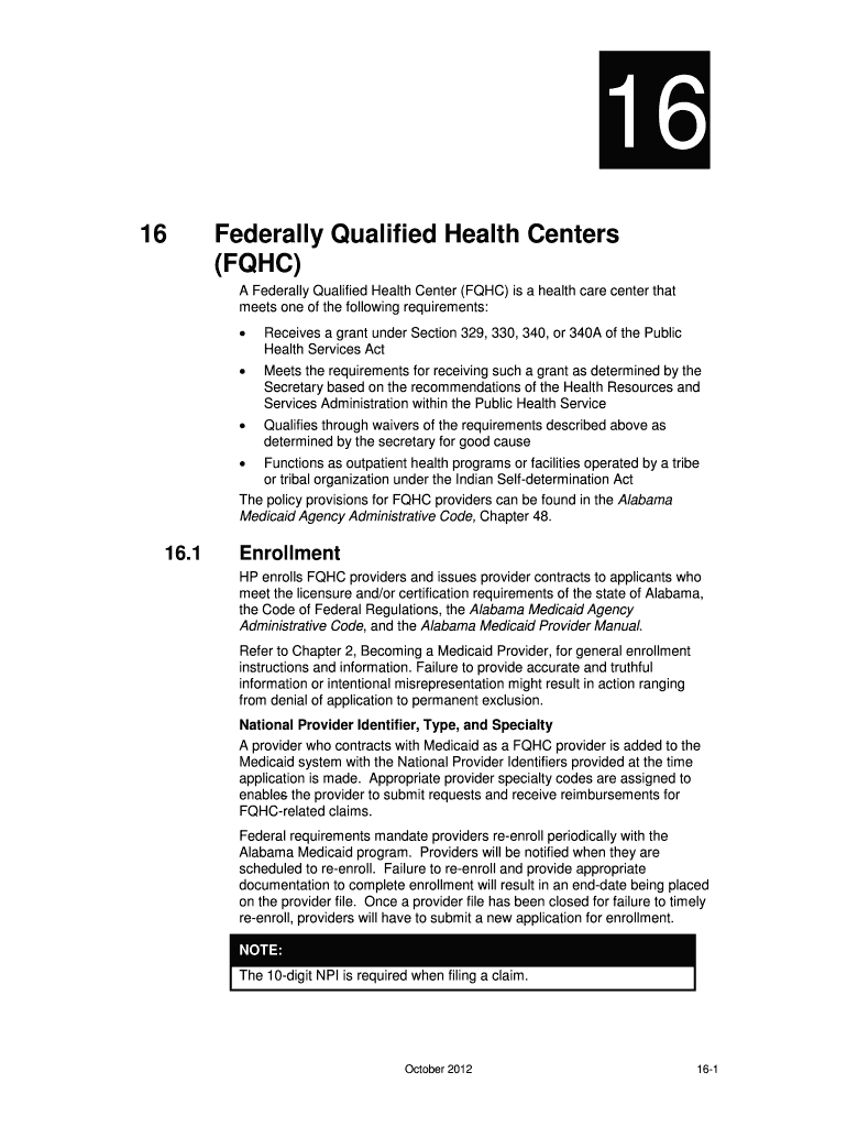 16 Federally Qualified Health Centers FQHC ESRD DATA FORMS PDF Medicaid Alabama