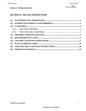 Prev Section Next Section Section 15 Billing Instructions SECTION 15 BILLING INSTRUCTIONS 15  Form