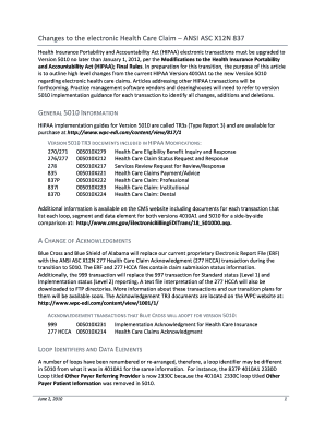 Changes to the Electronic Health Care Claim ANSI Bcbsal  Form