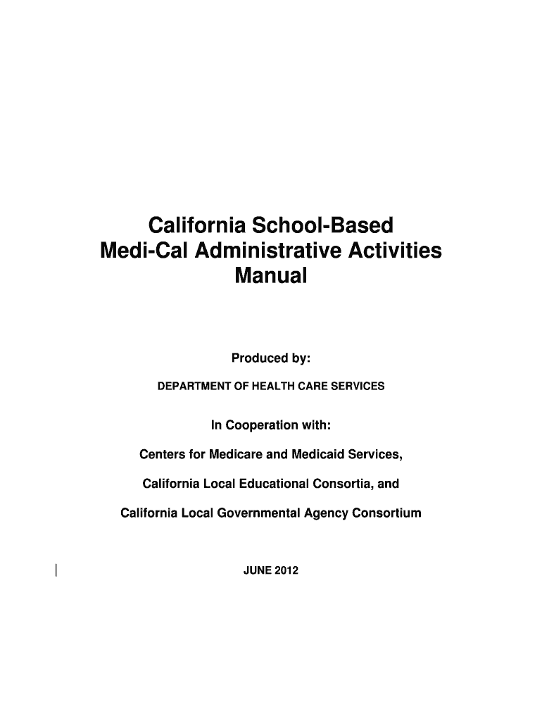 California School Based Medi Cal Administrative Activities Manual Dhcs Ca  Form