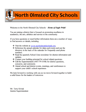 North Olmsted Kindergarten  Form