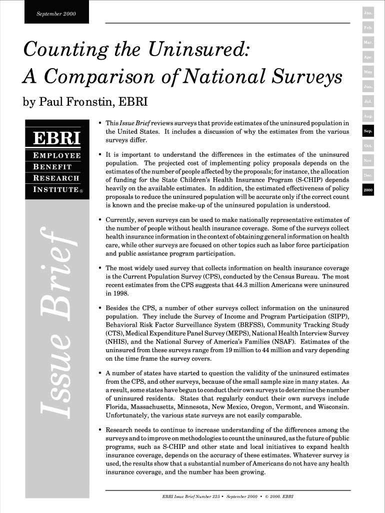 Counting the Uninsured a Comparison of National Surveys Ebri  Form