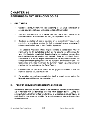 Chapter 10 Reimbursement Methodologies US Family Health Plan  Form