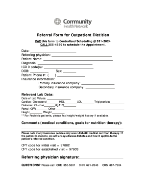 Dietitian Documentation Sample  Form