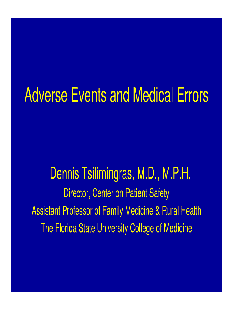 Adverse Events and Medical Errors  Form