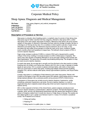 Sleep Apnea Diagnosis and Medical Management  Form