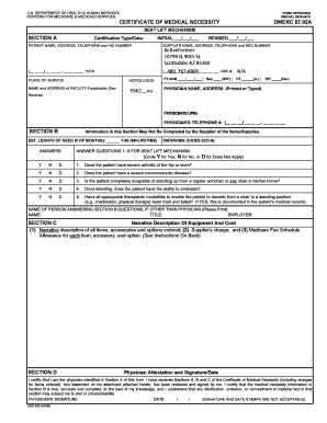 Medicare Lift Chair Form