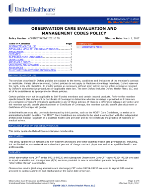 OBSERVATION CARE EVALUATION and  Form