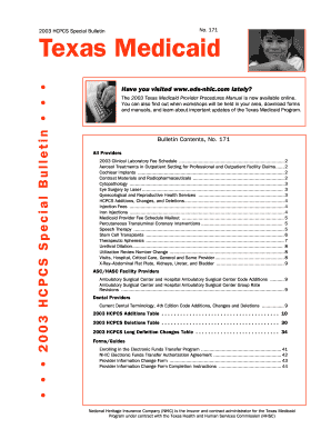 HCPCS Special Texas Medicaid Bulletin, No 171 Tmhp Com  Form