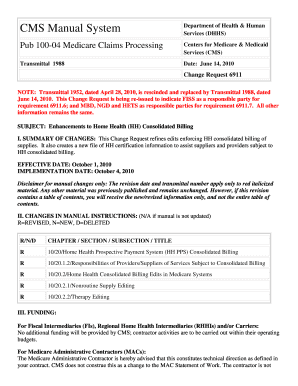 CMS Manual System Pub 100 04 Medicare Claims Processing Transmittal 1988 Department of Health &amp;amp Cms  Form