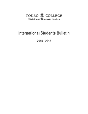 International Students Bulletin Touro College Touro  Form