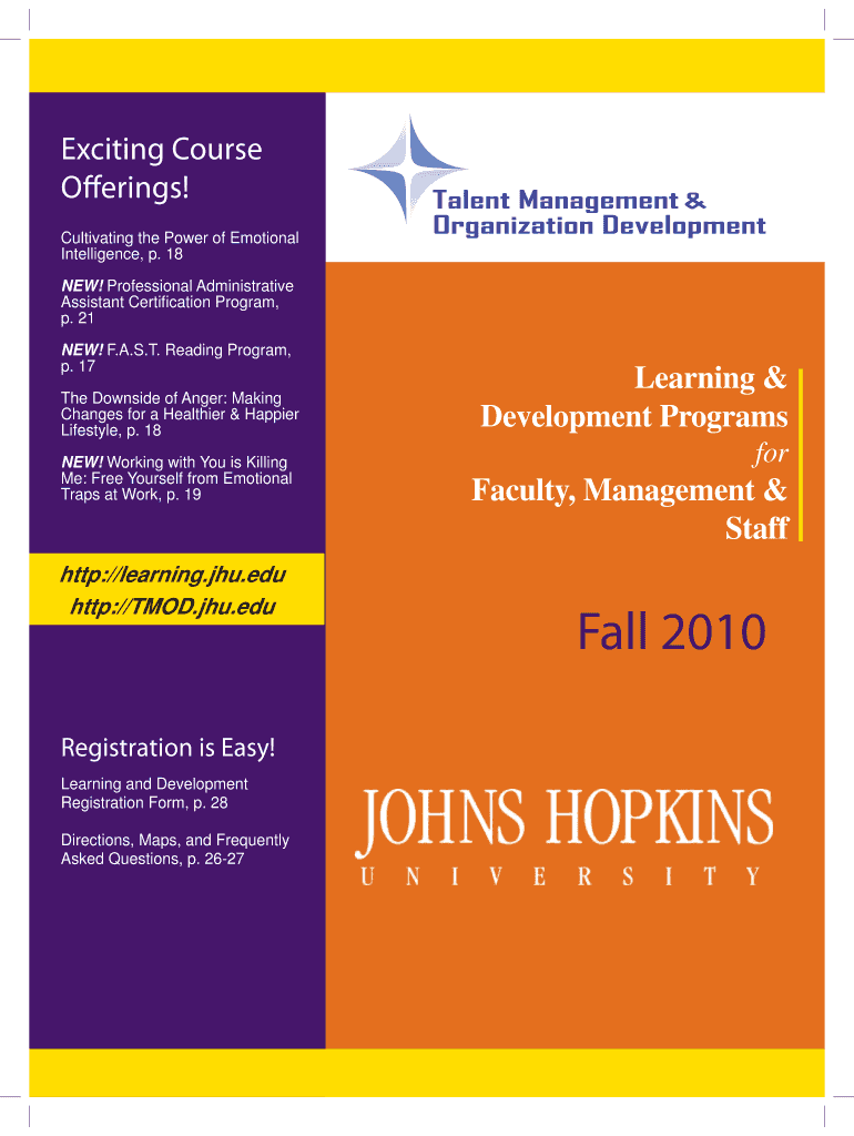 Fall Indd Johns Hopkins University Human Resources Training Jhu  Form
