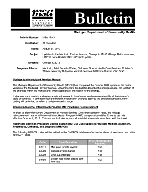 Medicaid Provider Manual October Updates State of Michigan Michigan  Form