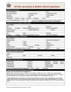  DeVille Apartments & Builders Rental Application Apartments for 2008