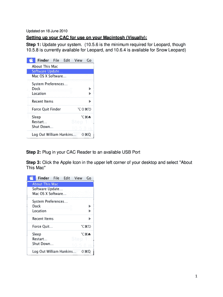 Setting Up Your CAC for Use on Your Macintosh Visually  Form