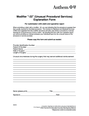Modifier 22 Explanation  Form