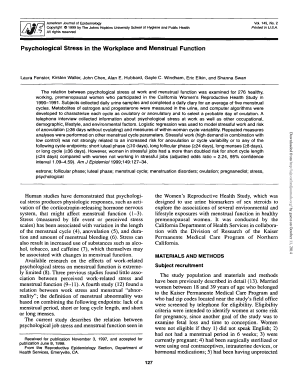 Psychological Stress in the Workplace and Menstrual Function Aje Oxfordjournals  Form