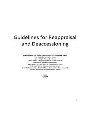 Guidelines for Reappraisal and Deaccessioning Society of  Form