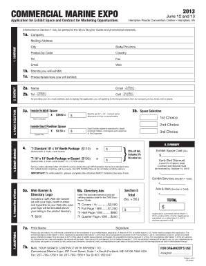 Exhibit Space Application Commercial Marine Expo  Form