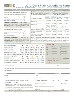 Print Advertising Form National Head Start Association Nhsa